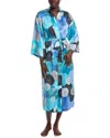 N Natori Botanic Melody Satin Robe In Blue