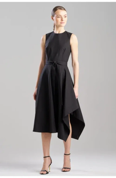 N Natori Cotton Blend Woven Sleeveless Assymetric Dress In Black
