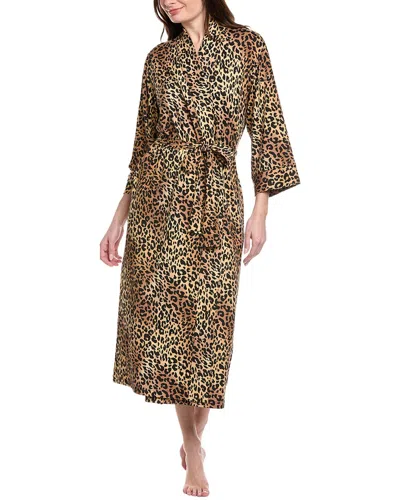 N Natori Cozy Print Knit Robe In Brown