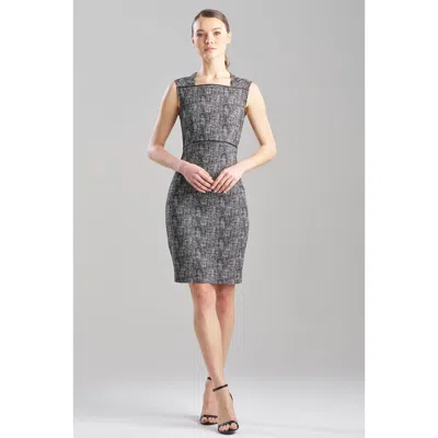 N Natori Double Weave Jqd Square Neck Sheath Dress In Gray