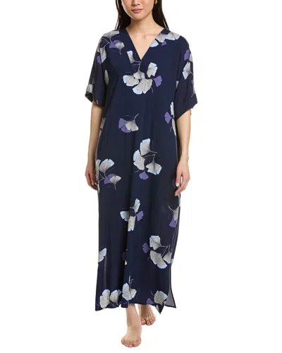 N Natori Ginkgo Challis Printed Satin In Blue