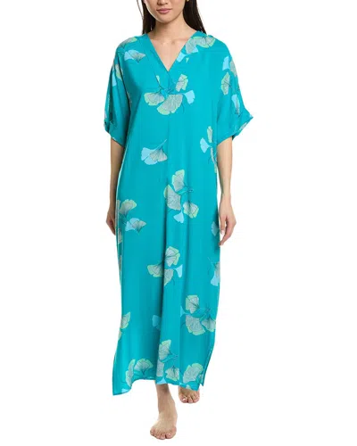 N Natori Ginkgo Challis Printed Satin In Blue