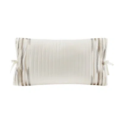 N Natori Hanae Embroidered Cotton Oblong Decorative Pillow In White