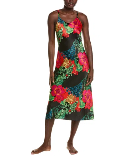 N Natori Harvest Printed Satin Gown In Multi