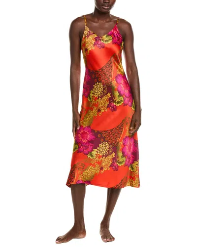 N Natori Harvest Printed Satin Gown In Multi