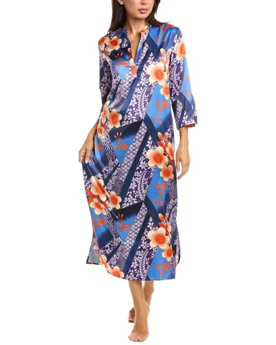 N Natori Magnolia Printed Satin Night Gown In Multi