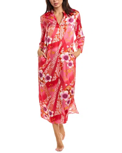 N Natori Magnolia Printed Satin Night Gown In Multi