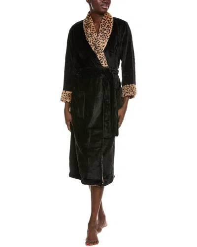 N Natori Plush Lynx Robe In Black