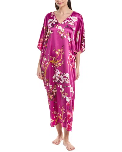 N Natori Sakura Satin Butterfly Caftan In Pink