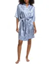 N Natori Scroll Satin Jacquard Robe In Blue