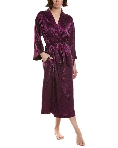 N Natori Scroll Satin Jacquard Robe In Purple