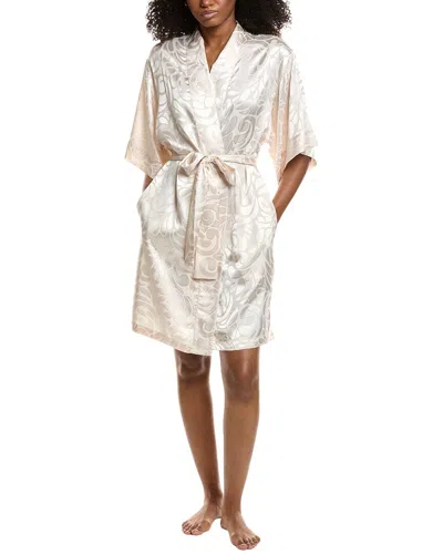 N Natori Scroll Satin Jacquard Robe In White