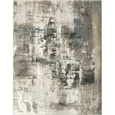 N Natori Serengeti Brushstroke Blue/smoke Abstract Area Rug In Gray