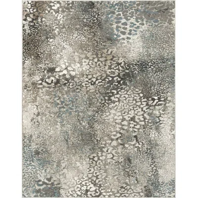 N Natori Serengeti Leopard Melange Silver Area Rug In Gray