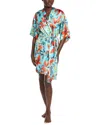 N Natori Tropical Breeze Satin Robe In Blue