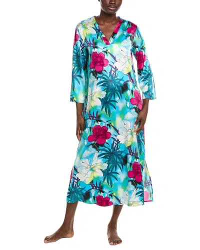 N Natori Viva Printed Satin Night Gown In Blue