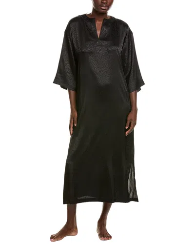 N Natori Wilderness Satin Jacquard Caftan In Black