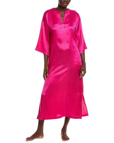 N Natori Wilderness Satin Jacquard Caftan In Animal Print