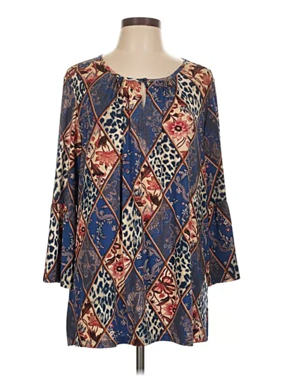 Pre-owned N Touch 3/4 Sleeve Blouse In Blue