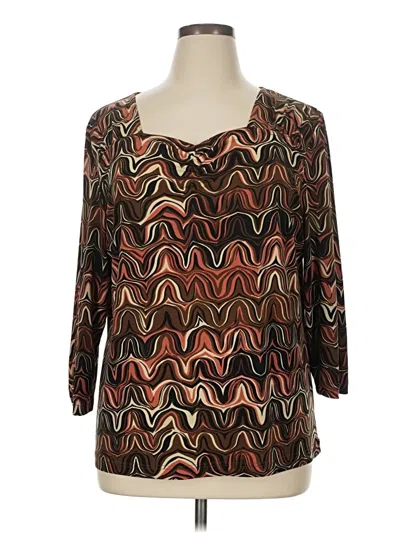 Pre-owned N Touch 3/4 Sleeve Blouse In Brown