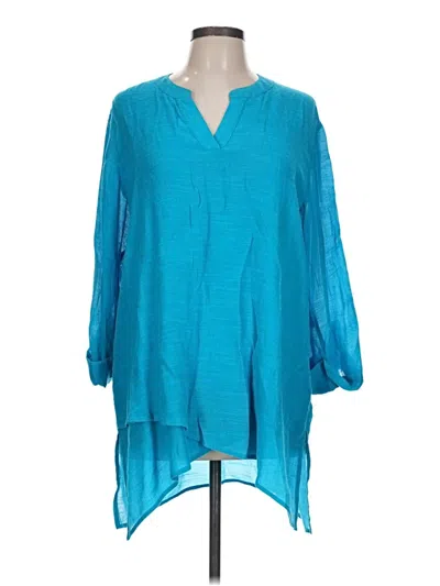 Pre-owned N Touch 3/4 Sleeve Blouse In Teal