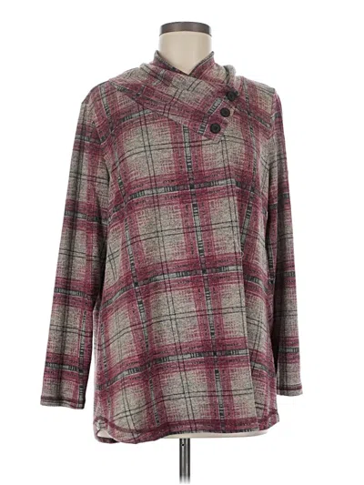 Pre-owned N Touch 3/4 Sleeve Button Down Shirt In Burgundy
