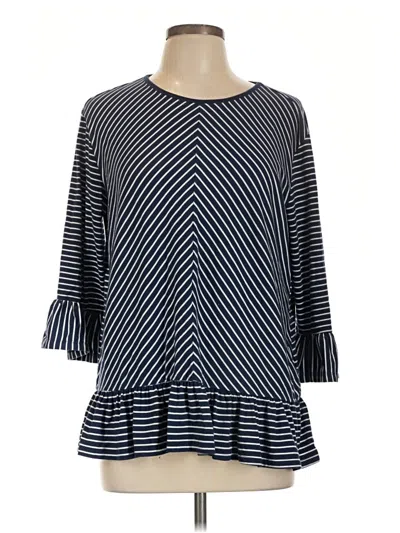 Pre-owned N Touch 3/4 Sleeve Top Black Boatneck Tops