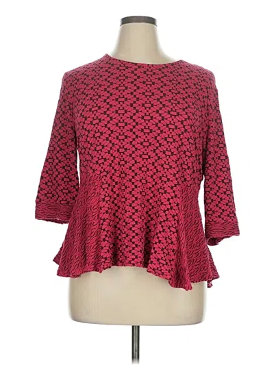 Pre-owned N Touch 3/4 Sleeve Top Red Square Neckline Tops