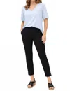 N Touch Bengaline Pull On Ankle Pant In Black In Black