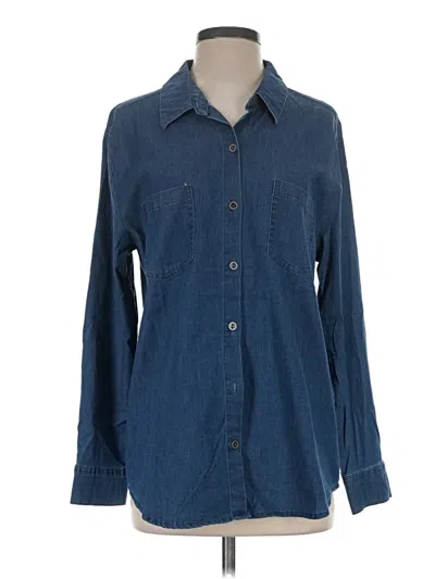 Pre-owned N Touch Long Sleeve Button Down Shirt In Blue