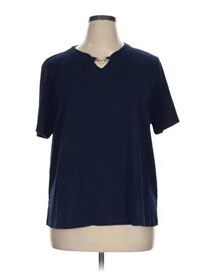 Pre-owned N Touch Short Sleeve Top Blue Keyhole Neckline Tops