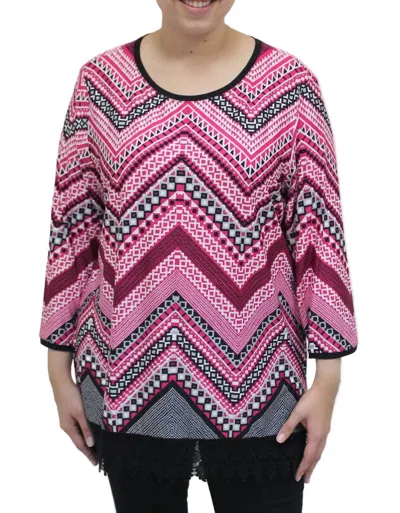N Touch Women's Chevron Print Top In Pink