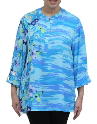 N Touch Women's Leda Floral Print Top In Blue