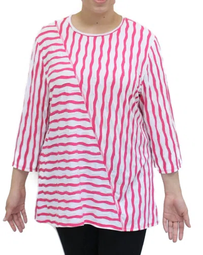 N Touch Women's Wavy Stripe Top In Pink In Red