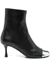 N°21 60mm Leather Boots In 黑色
