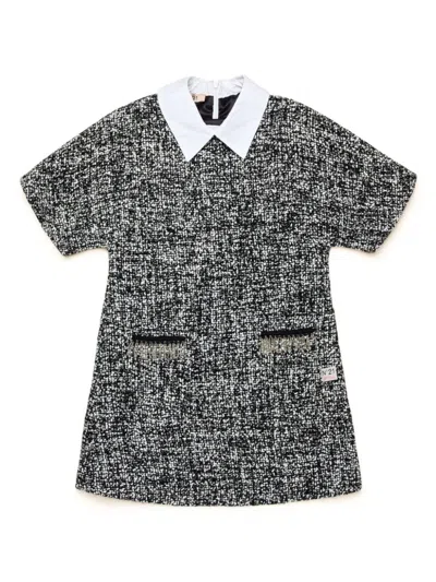 N°21 Kids' A-line Tweed Dress In 黑色