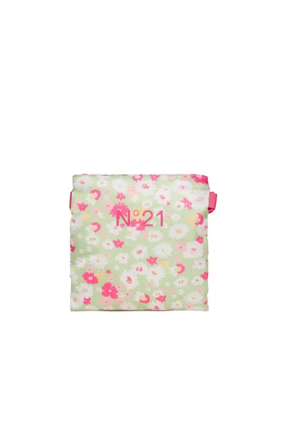 N°21 Kids' Allover Flowers Clutch Bag In Green