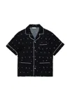 N°21 Camicia Bowling In Crêpe Allover Palms In Black