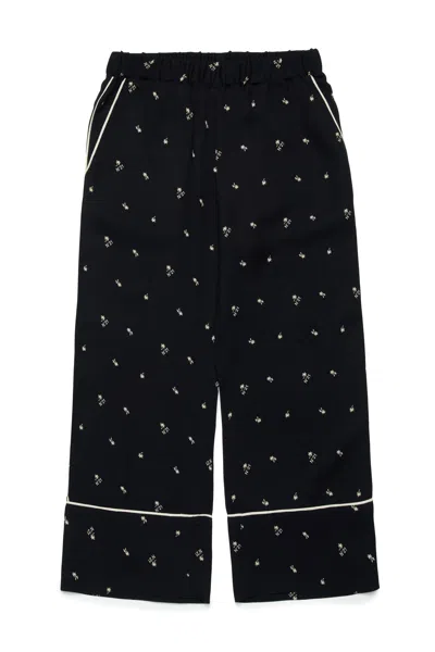 N°21 ALLOVER PALMS CREPE WIDE LEG PANTS