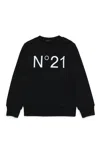 N°21 Black Cotton Crew-neck Sweatshirt With Logo In Black