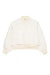 N°21 Giacca Bomber Con Fiori In Organza Ricamata In White