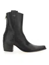 N°21 Pointed Toe Leather Boots With Block Heel In Black