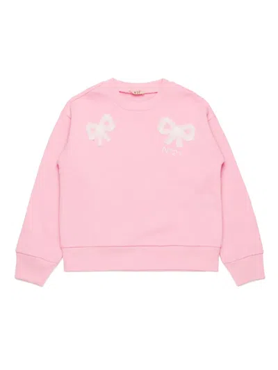 N°21 Kids' Bow-appliqué Sweatshirt In Pink