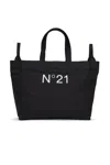 N°21 Branded Canvas Shopper Bag In Black
