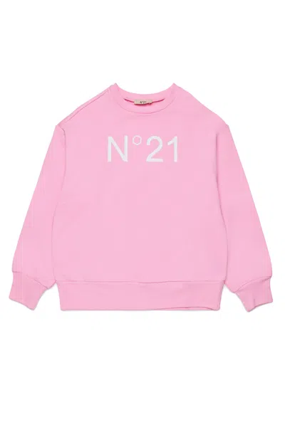 N°21 Kids' Branded Crew-neck Sweatshirt In Pink