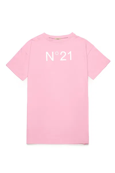 N°21 Kids' Branded Jersey Cover-up Dress In Pink