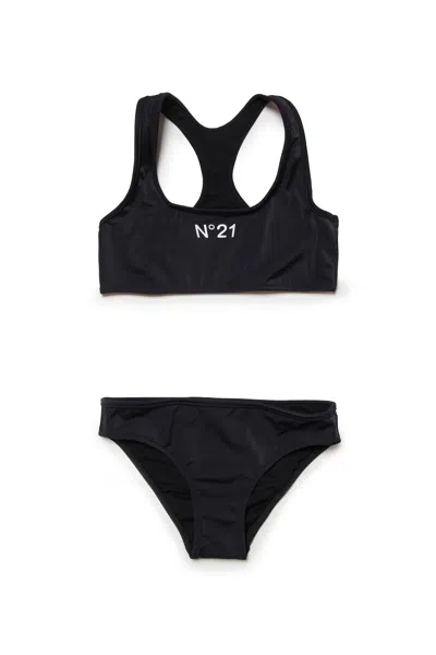 N°21 Kids' Logo-print Bikini Set In Black