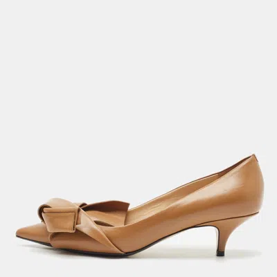 Pre-owned N°21 Brown Leather Abstract Bow Pointed Toe Pumps Size 39