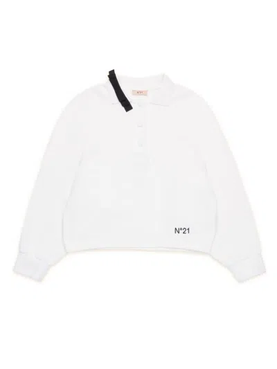 N°21 Kids' Button Placket Sweatshirt In 白色