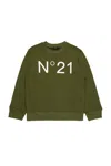 N°21 Felpa Girocollo In Cotone Con Logo In Green